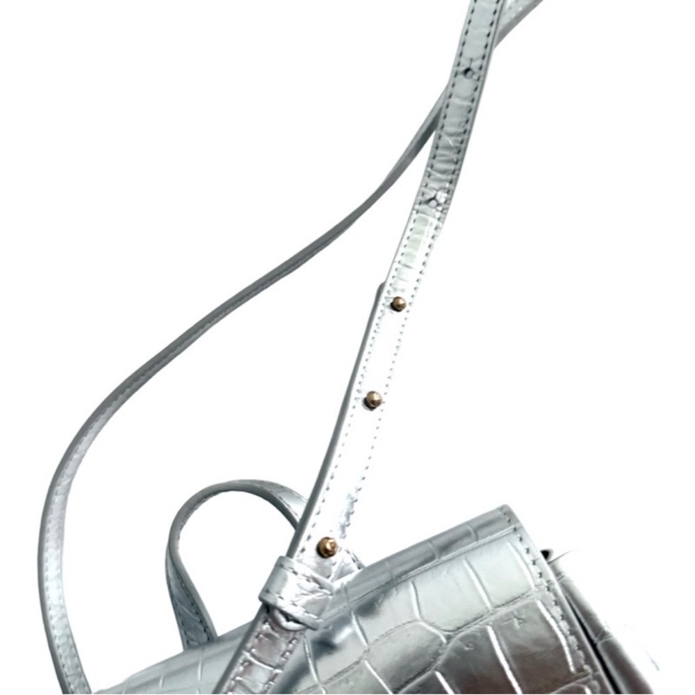 NEW Mansur Gavriel Mini Soft Lady Metallic Bag Croc Embossed Leather Silver Gold - Picture 14 of 16